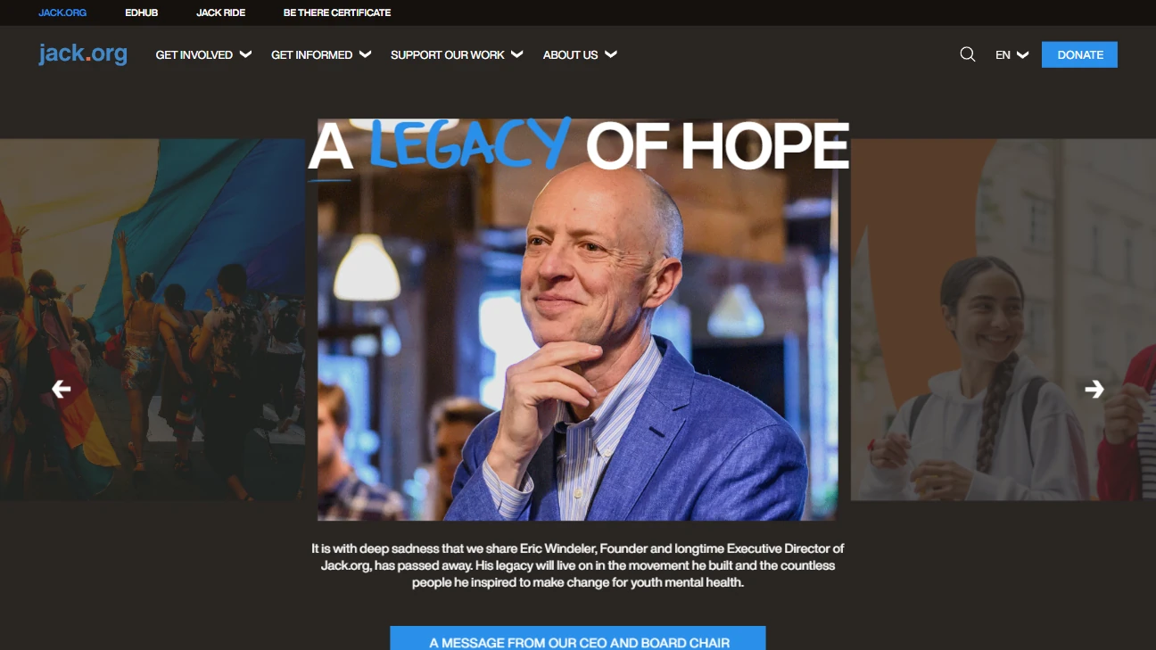 Modernized Jack.org desktop website — top-of-page preview after modernization.